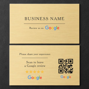 Google Review QR Code Faux Metallic Gold Visitenkarte