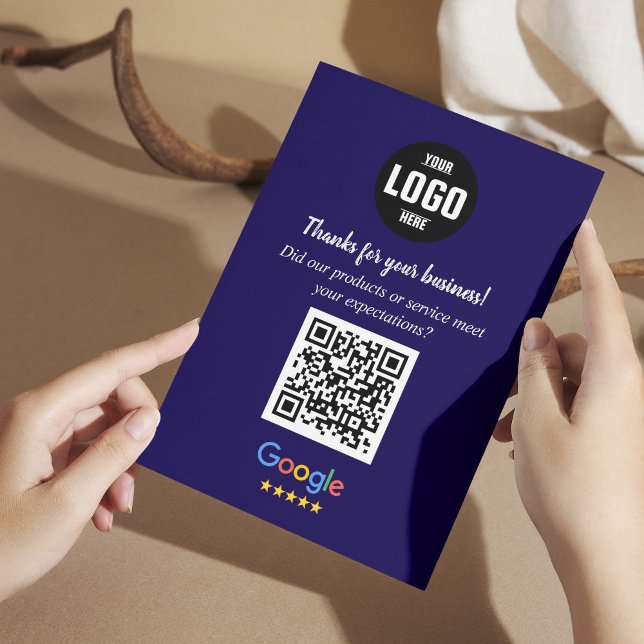Google Review QR-Code-Karten | Geschäftseinschluss Begleitkarte (Google Review QR Code Cards | Navy Business Enclosure Cards)