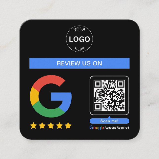 Google Review Qr Code Logo Vielen Dank Minimalisti Quadratische Visitenkarte (Vorderseite)