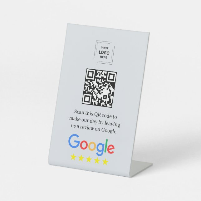 Google Review QR-Code-Podest Display-Stil Sockelschild (Vorderseite)