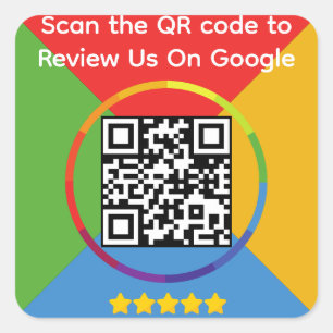 Google Review QR Code Quadratischer Aufkleber