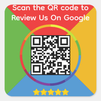 Google Review QR Code Quadratischer Aufkleber
