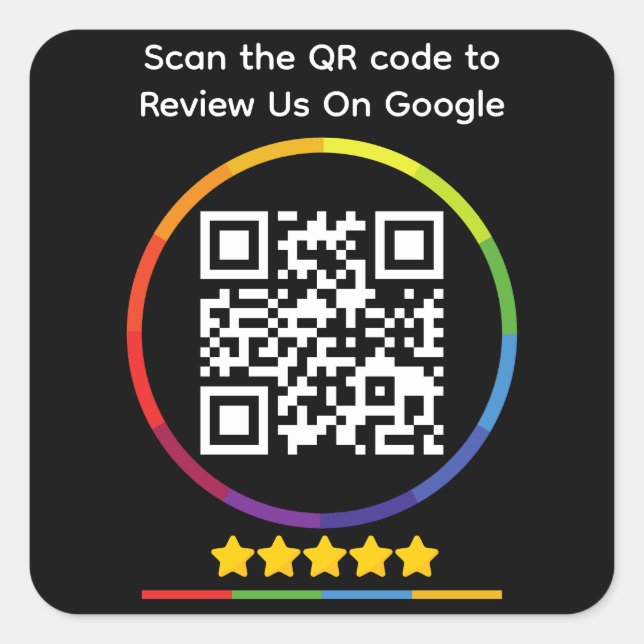 Google Review QR Code Quadratischer Aufkleber (Vorderseite)