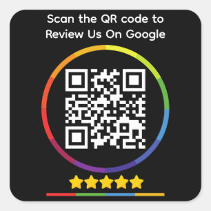 Google Review QR Code Quadratischer Aufkleber
