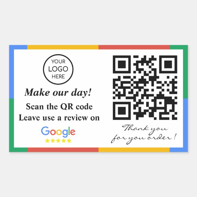 Google Review QR Code Rechteckige Aufkleber (Vorderseite)