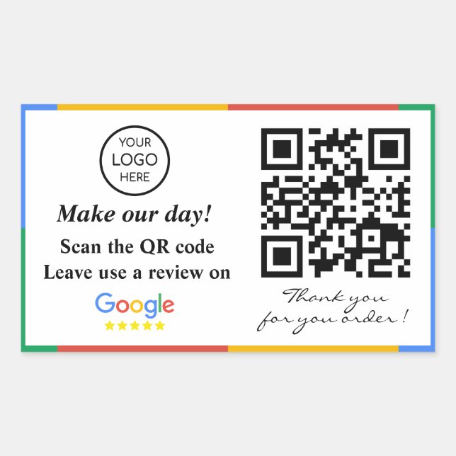 Google Review QR Code Rechteckige Aufkleber (Vorderseite)