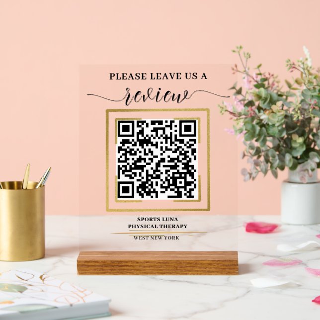 Google Review QR Code Sign - Personalisiertes Gesc Acrylschild (Hochzeit)