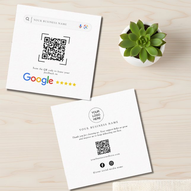 Google Review QR Code social Media Promotional Quadratische Visitenkarte (Von Creator hochgeladen)