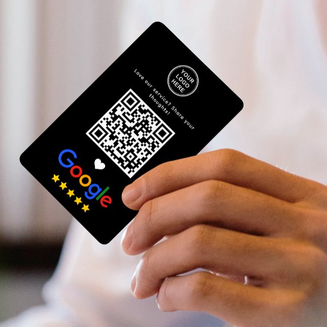 Google Review QR Code Vielen Dank Sleek Black Visitenkarte (Von Creator hochgeladen)