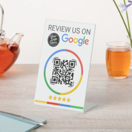 Google Review QR Code with Stars White Sockelschild