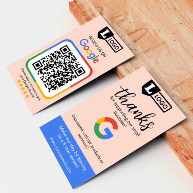Google Review Request Card mit Logo Card Visitenkarte (Google business review request card with logo and qr code, get 5 star reviews for your business)