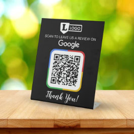 Google Review Request Card mit Logo und QR Code Sockelschild