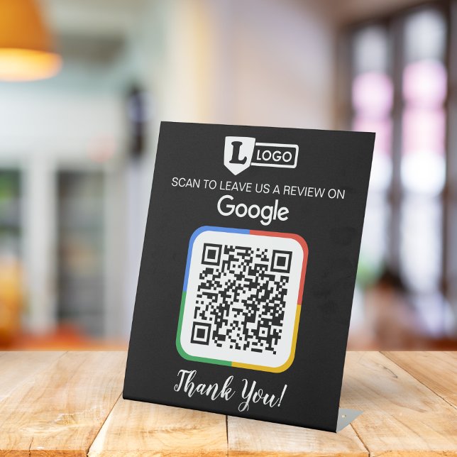 Google Review Request Card mit Logo und QR Code Sockelschild (Google business reviews)