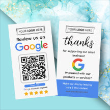 Google Review Request Card mit Logo und QR Code