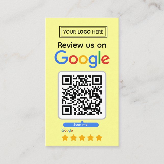 Google Review Request Card mit Logo und QR Code Visitenkarte (Vorderseite)