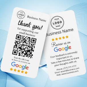 Google Review Request Card mit QR-Code Visitenkarte