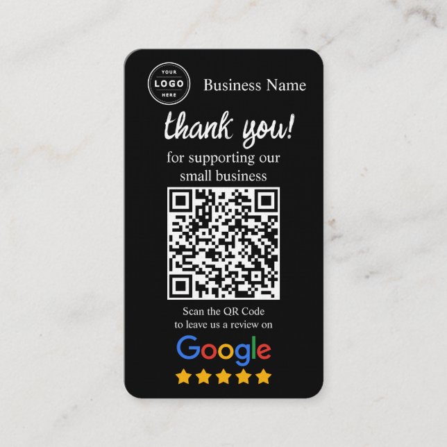 Google Review Request Card with QR code Visitenkarte (Vorderseite)