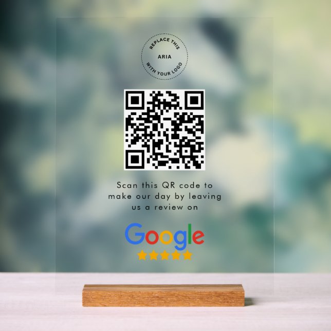Google Review Request | QR Code Business Logo Acrylschild (Neutral)