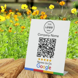 Google Review Request with Logo Pedestal Sign Sockelschild
