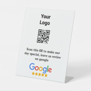 Google Review Scan QR Firmenlogo einfach hinzufüge Sockelschild