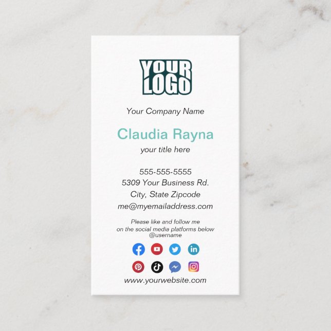 Google Review - Visitenkarte mit Social Media (Vorderseite)