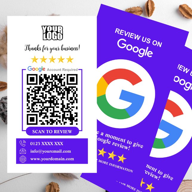 Google Reviews | Carte de visite QR Code Violet Bu (Créateur téléchargé)