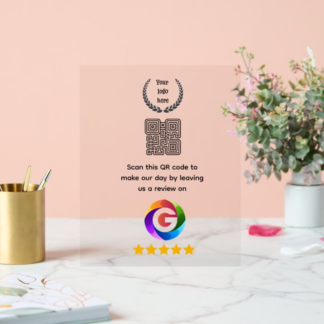 Google Reviews Tabletop Sign | QR Code door Signs Acrylschild (Hochzeit)