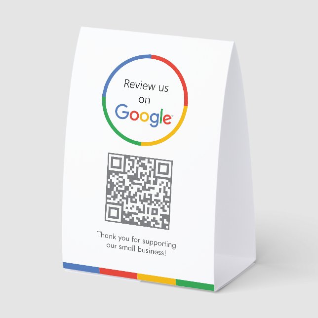 Google Reviews Tabletop Sign | QR Code Table Tent Tischaufsteller (Vorderseite)