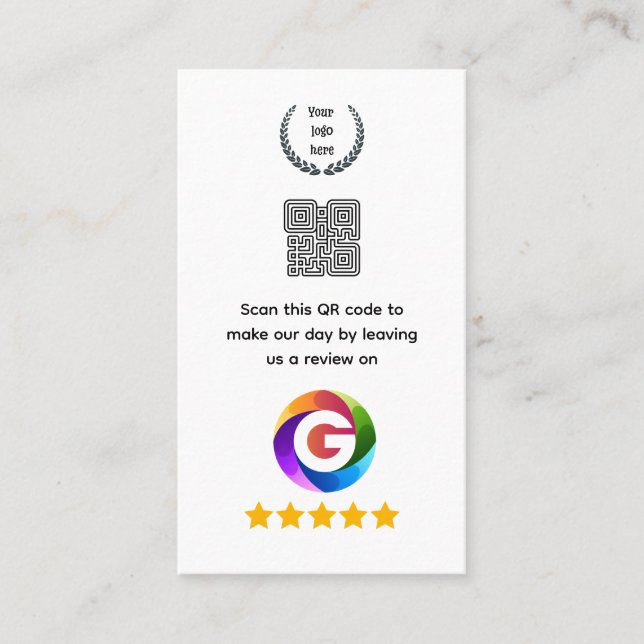Google Reviews Tischschild | QR-Code-Podest Visitenkarte (Vorderseite)