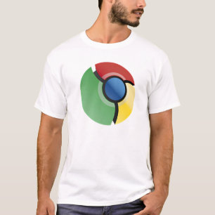 Google-Symbol - Google Chrome-Logo mit farbenfrohe T-Shirt