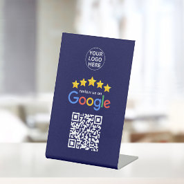 Google überprüft 5 Star Qr Code Navy Blue Business Sockelschild