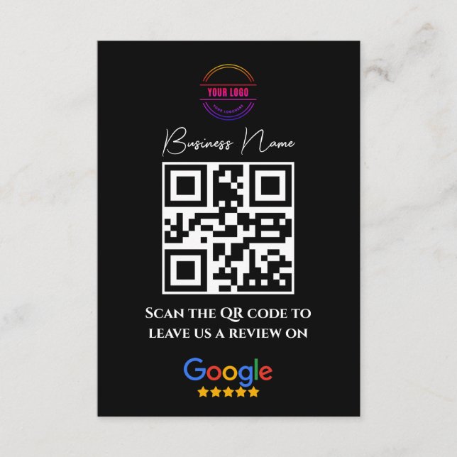 Google überprüft Business Rating Link QR Code Blac Begleitkarte (Vorderseite)
