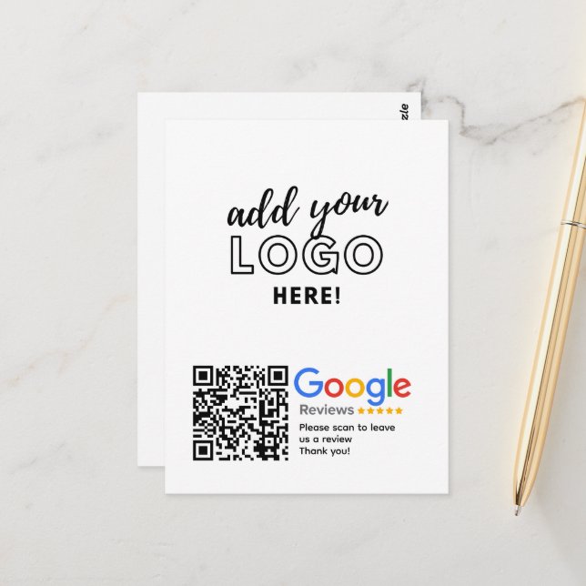 GOOGLE ÜBERPRÜFT QR-Code mit eigener Markenbezeich Postkarte (Vorderseite/Rückseite Beispiel)