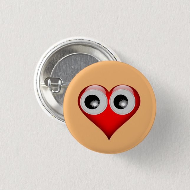 Googly Eye Heart Button (Vorne & Hinten)