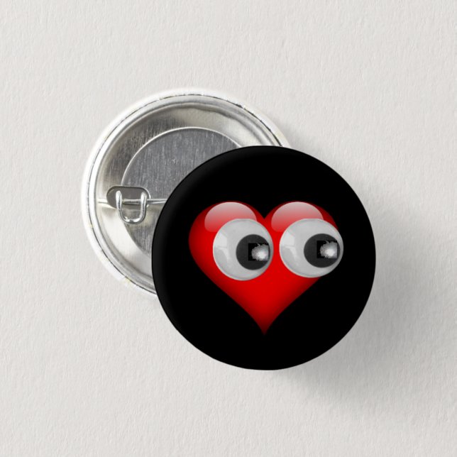 Googly Eye Heart Button (Vorne & Hinten)