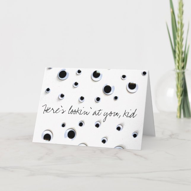 Googly Eyes Black and White Birthday Karte (Vorderseite)