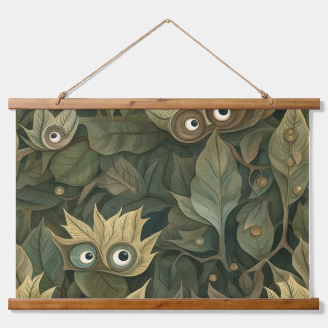 Googly Mit Augen Garden Botanical Wandteppich Mit Holzrahmen (Vorne)
