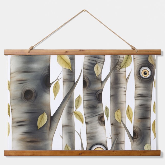 Googly Mit Augen Garden Botanical Wandteppich Mit Holzrahmen (Vorne)