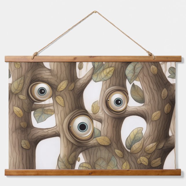 Googly Mit Augen Garden Botanical Wandteppich Mit Holzrahmen (Vorne)