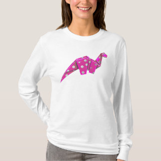 Googly-Mit Augen Origami Brachiosaur - Rosa T-Shirt
