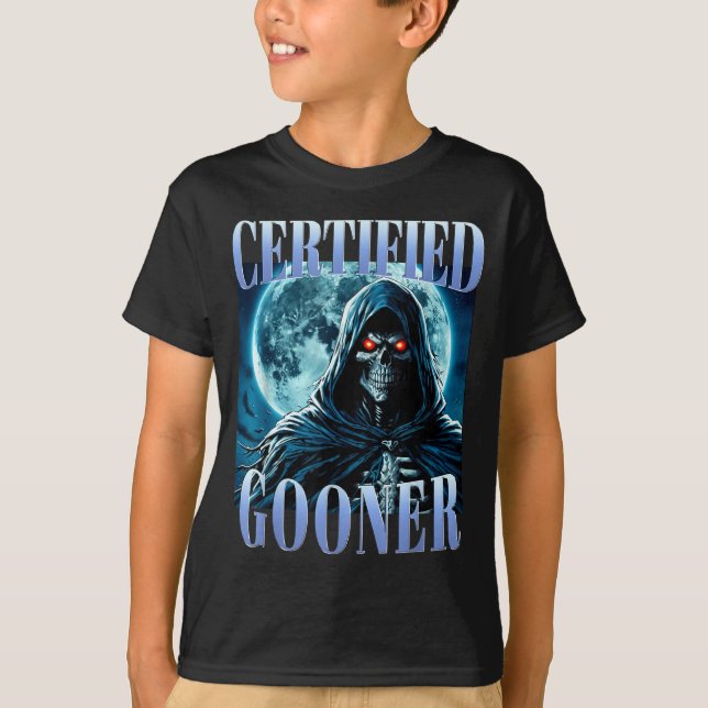 Goon Funny Gooning Meme Skeleton Certified Gooner  T-Shirt (Vorderseite)
