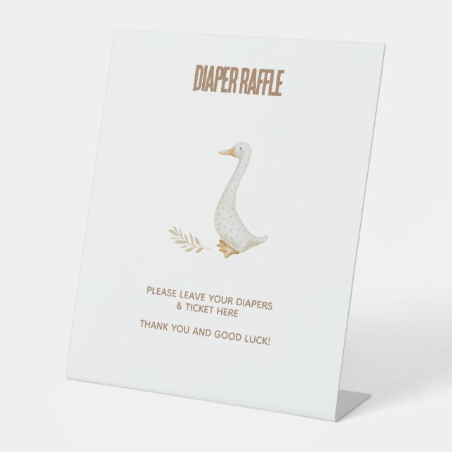 Goose Baby Diaper Raffle Zeichn Sign Sockelschild (Vorderseite)