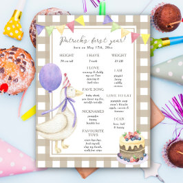 Goose First Birthday Milestone Geburtstag Poster