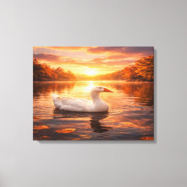 Goose Floating on a Misty Lake Leinwanddruck