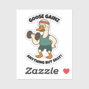 Goose Gainz – Lustiges Gänse-Gym-Workout-Design Aufkleber