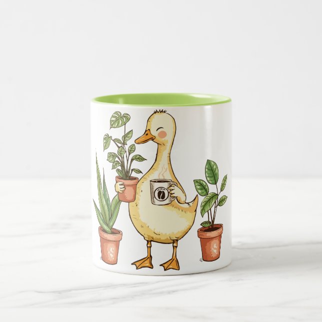 Goose Gardening Mug - Powered by Plants & Coffee  Zweifarbige Tasse (Mittel)