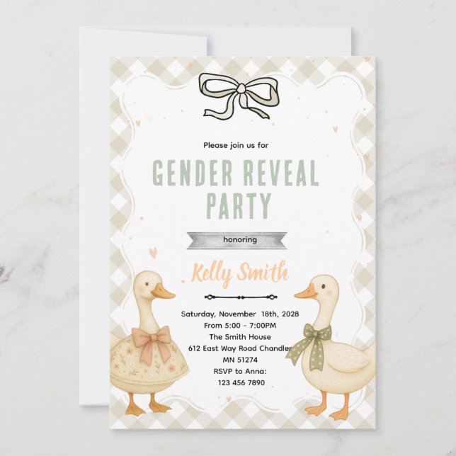 Goose Gender Reveal Invitation (Devant)