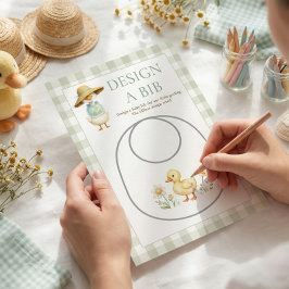 Goose Gingham Design Bib Baby Shower Game Card Einladung