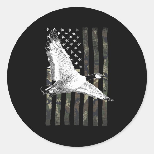 Goose Hunting Camo Flag Runder Aufkleber (Vorderseite)