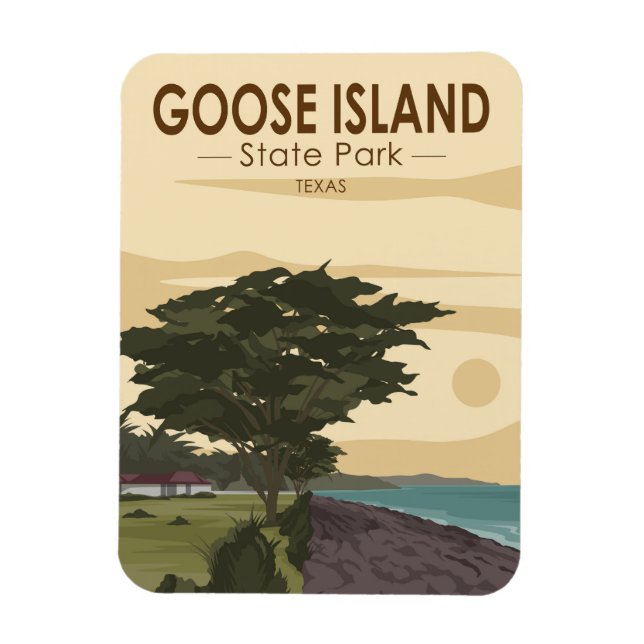 Goose Island Staat Park Texas Vintag Magnet (Vertikal)
